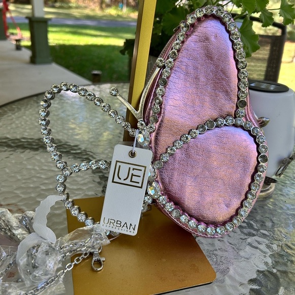 Urban Expressions Handbags - NWT-Urban Expressions Pink Rhinestone Butterfly Mini Bag